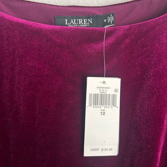 Lauren Ralph Lauren Velvet Cocktail Dress in Purple, Size 12 NEW w/Tag - Picture 7 of 8